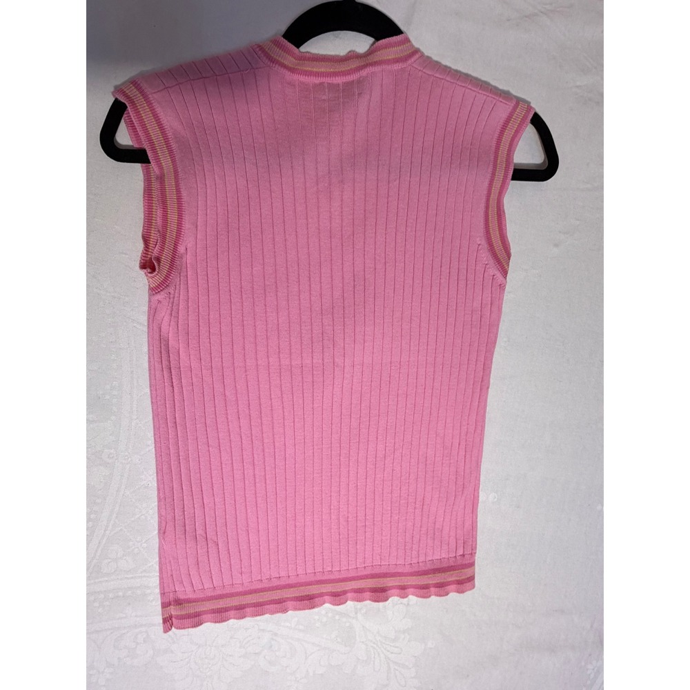 Burberry Golf Pink Ribbed Cotton Full Zip Cardigan & Shell Set Made in Italy M - Picture 8 of 9